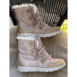 Sorel Womens Suede and Faux Fur Winter Boots Size 9